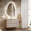 Garnero Arredamenti Mobile Bagno Sospeso-Mobile bagno sospeso 80cm con lavabo da incasso beige rovere Swim