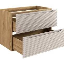 Garnero Arredamenti Mobile Bagno Sospeso-Mobile bagno sospeso 80cm con lavabo da incasso beige rovere Swim