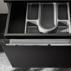 Garnero Arredamenti Mobile Bagno Sospeso-Mobile bagno sospeso 120cm con 2 lavabi, specchio e colonna nero Serif