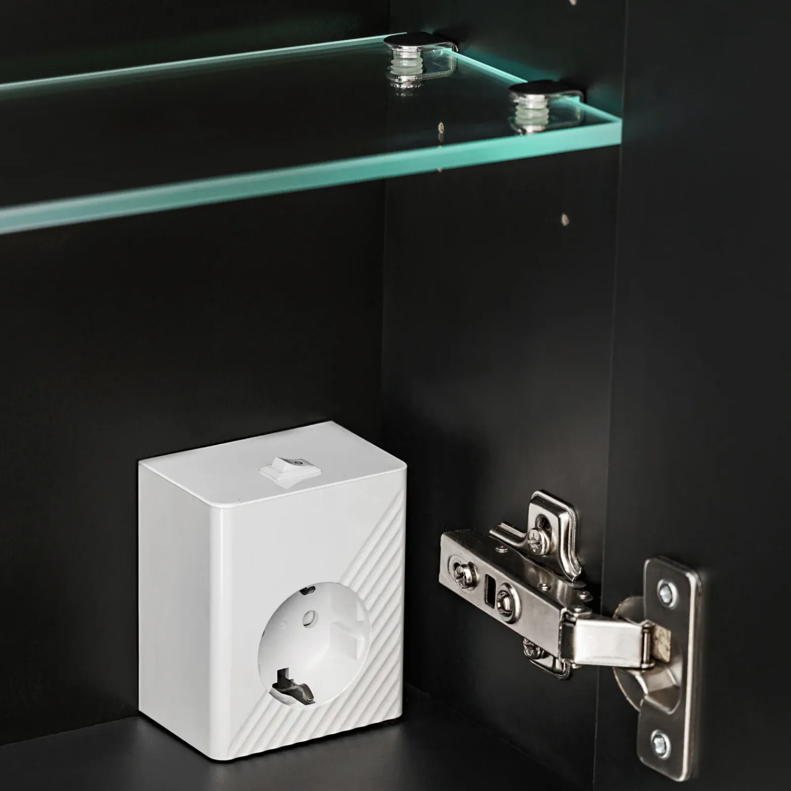 Garnero Arredamenti Mobile Bagno Sospeso-Mobile bagno sospeso 120cm con 2 lavabi, specchio e colonna nero Serif