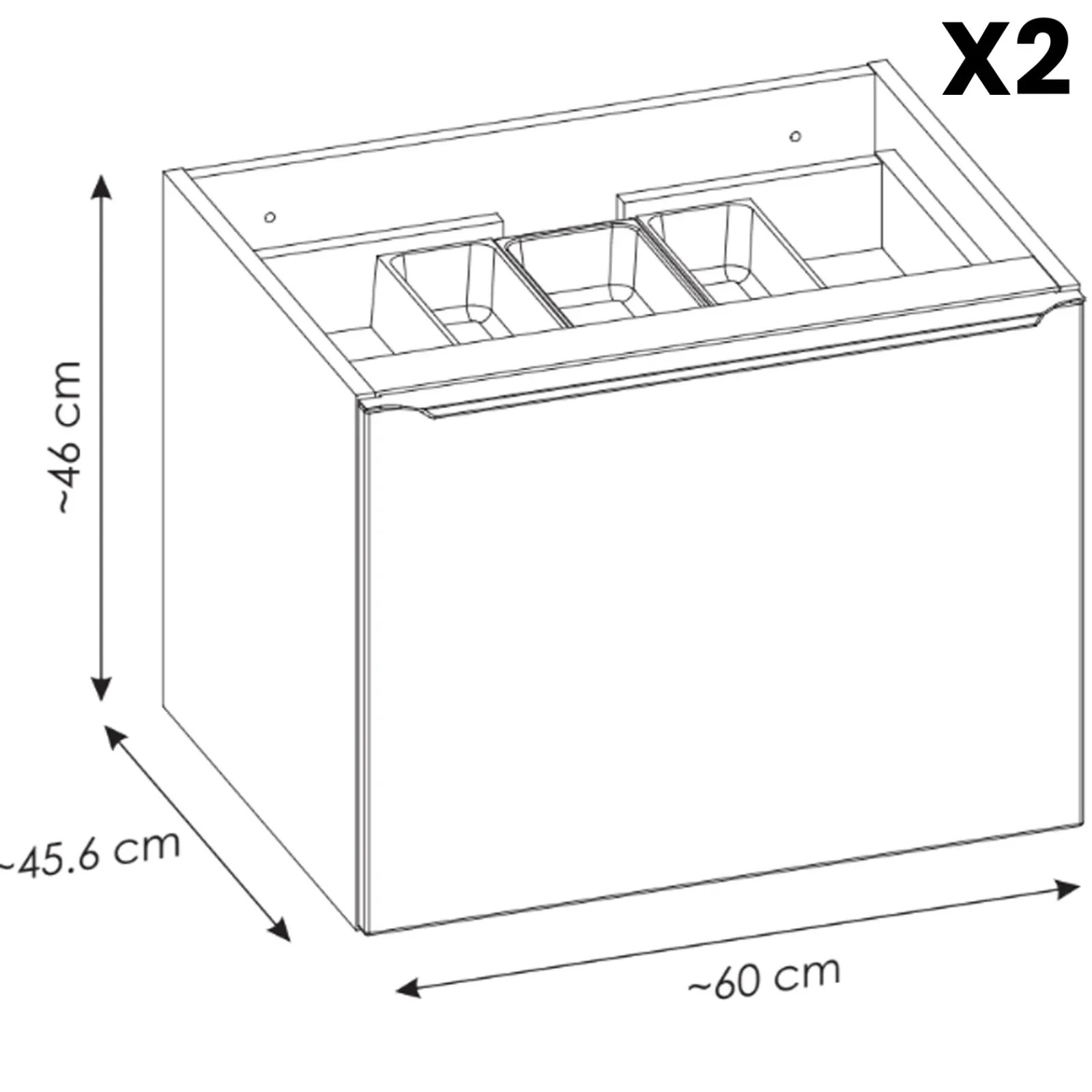 Garnero Arredamenti Mobile Bagno Sospeso-Mobile bagno sospeso 120cm con 2 lavabi, specchio e colonna nero Serif