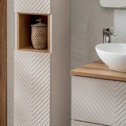 Garnero Arredamenti Mobile Bagno Sospeso-Mobile bagno sospeso 60cm con colonna beige cashmere Neutry