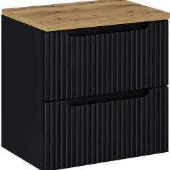 Garnero Arredamenti Mobile Bagno Sospeso-Mobile bagno sospeso 60cm cannettato 2 cassetti rovere Cleany Nero