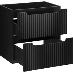 Garnero Arredamenti Mobile Bagno Sospeso-Mobile bagno sospeso 60cm cannettato 2 cassetti rovere Cleany Nero