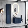 Garnero Arredamenti Mobile Bagno Sospeso-Mobile bagno sospeso 60cm con lavabo, specchio e colonna cannettato blu Deep