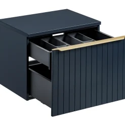 Garnero Arredamenti Mobile Bagno Sospeso-Mobile bagno sospeso 60cm con lavabo, specchio e colonna cannettato blu Deep