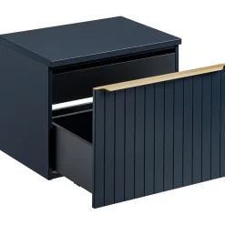 Garnero Arredamenti Mobile Bagno Sospeso-Mobile bagno sospeso 60cm con lavabo, specchio e colonna cannettato blu Deep