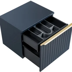 Garnero Arredamenti Mobile Bagno Sospeso-Mobile bagno sospeso 60cm con lavabo, specchio e colonna cannettato blu Deep