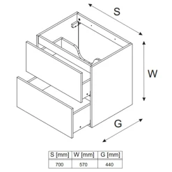 Garnero Arredamenti Mobile Bagno Sospeso-Mobile bagno sospeso 70cm con lavabo da incasso nero rovere Swim Nero - Rovere