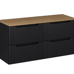 Garnero Arredamenti Mobile Bagno Sospeso-Mobile bagno sospeso 120cm cannettato 4 cassetti rovere Cleany Nero