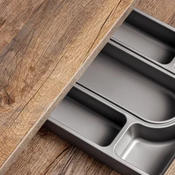 Garnero Arredamenti Mobile Bagno Sospeso-Mobile bagno sospeso 180cm con 2 lavabi, 2 mobili specchio e colonna grigio quercia Serif