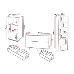 Garnero Arredamenti Mobile Bagno Sospeso-Mobile bagno sospeso 80cm con colonna e pensile bianco Hakone Bianco Lucido