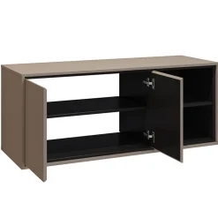 Garnero Arredamenti Mobile Bagno Sospeso-Mobile bagno sospeso 120cm con specchio tortora nero Linda