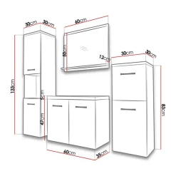 Garnero Arredamenti Mobile Bagno Sospeso-Mobile bagno sospeso 60cm con lavabo, specchio e 2 colonne Saturnia Rovere