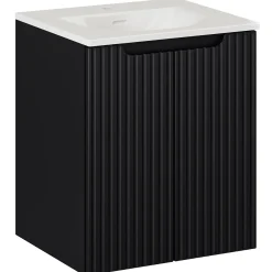 Garnero Arredamenti Mobile Bagno Sospeso-Mobile bagno sospeso 50cm cannettato con lavabo 2 ante Cleany Nero