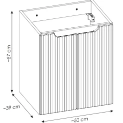 Garnero Arredamenti Mobile Bagno Sospeso-Mobile bagno sospeso 50cm cannettato con lavabo 2 ante Cleany Nero