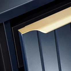 Garnero Arredamenti Mobile Bagno Sospeso-Mobile bagno sospeso 120cm con 2 lavabi, 2 specchi e colonna cannettato blu Deep