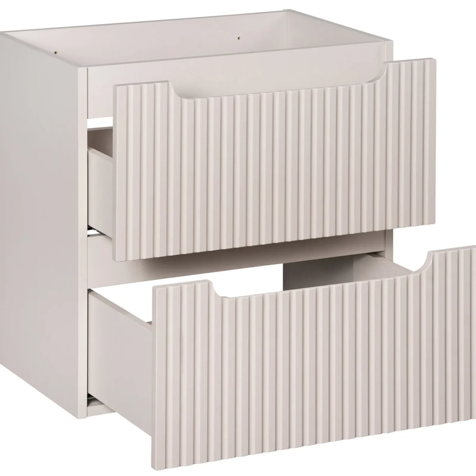 Garnero Arredamenti Mobile Bagno Sospeso-Mobile bagno sospeso 140cm cannettato 4 cassetti beige bianco Cleany Beige - Bianco