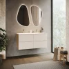 Garnero Arredamenti Mobile Bagno Sospeso-Mobile bagno sospeso 120cm con doppio lavabo da incasso beige rovere Swim
