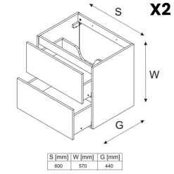 Garnero Arredamenti Mobile Bagno Sospeso-Mobile bagno sospeso 120cm con doppio lavabo da incasso beige rovere Swim