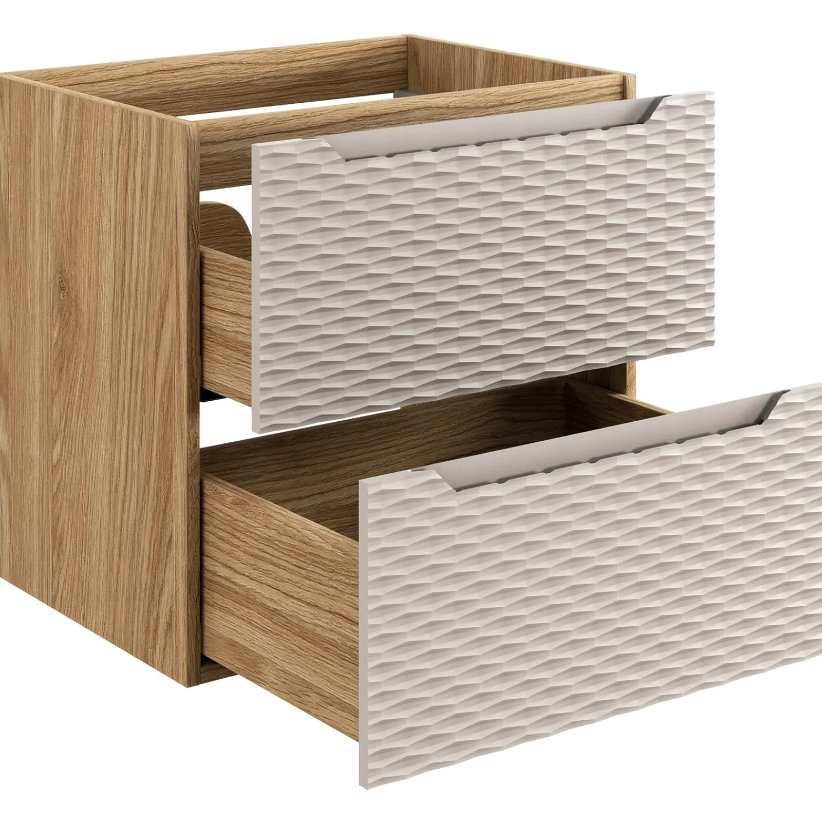 Garnero Arredamenti Mobile Bagno Sospeso-Mobile bagno sospeso 120cm con doppio lavabo da incasso beige rovere Swim