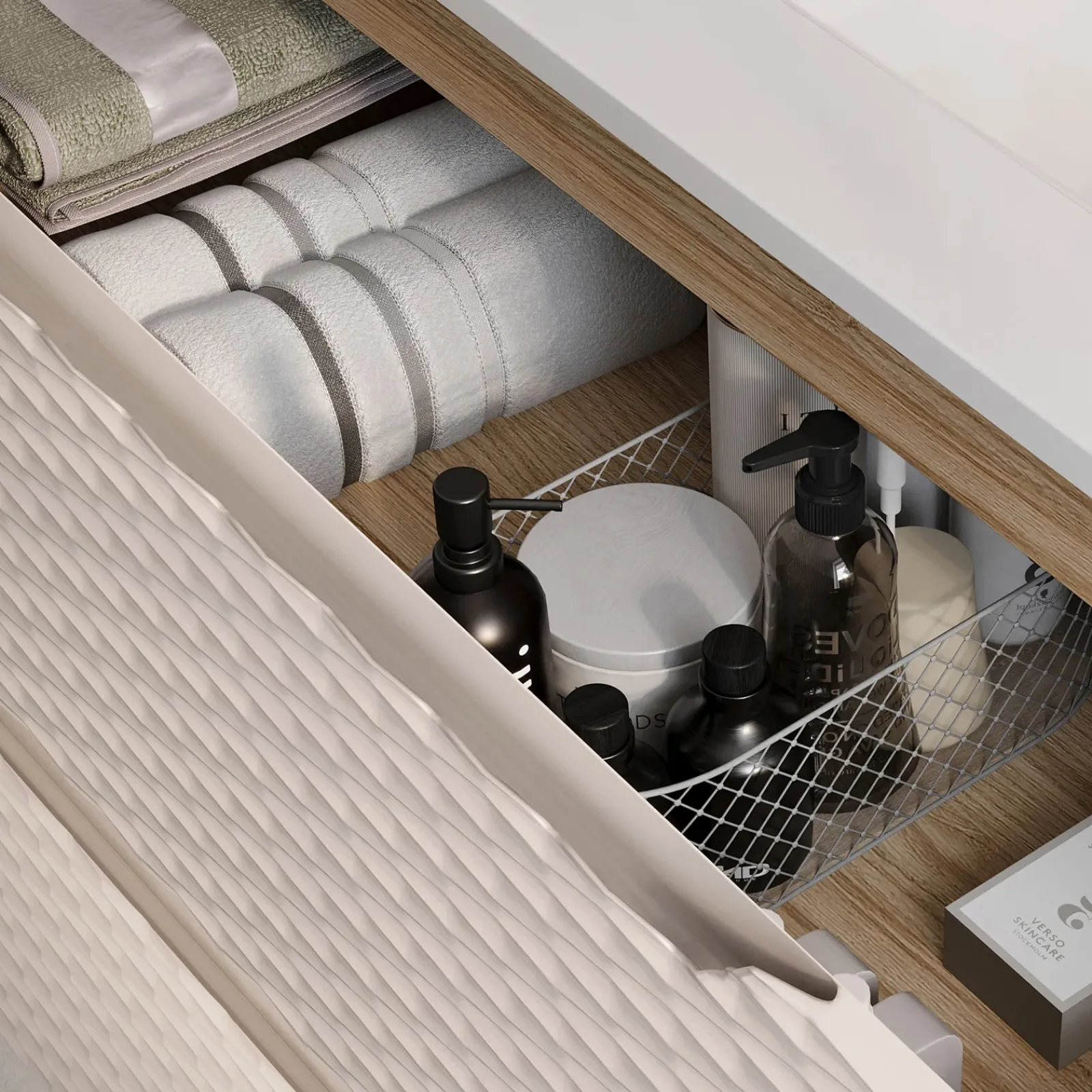 Garnero Arredamenti Mobile Bagno Sospeso-Mobile bagno sospeso 120cm con doppio lavabo da incasso beige rovere Swim