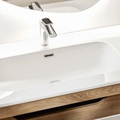 Garnero Arredamenti Mobile Bagno Sospeso-Mobile bagno sospeso 120cm con doppio lavabo da incasso beige rovere Swim