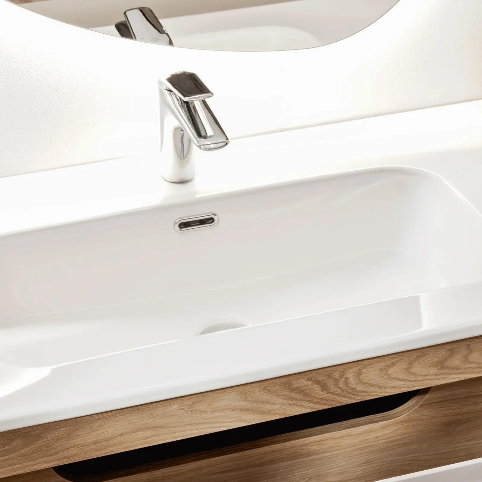 Garnero Arredamenti Mobile Bagno Sospeso-Mobile bagno sospeso 120cm con doppio lavabo da incasso beige rovere Swim