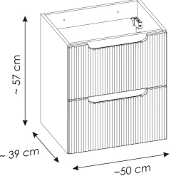 Garnero Arredamenti Mobile Bagno Sospeso-Mobile bagno sospeso 50cm cannettato con lavabo 2 cassetti Cleany Nero