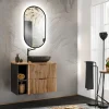 Garnero Arredamenti Mobile Bagno Sospeso-Mobile bagno sospeso 80cm cm 2 cassetti 2 vani quercia antracite Limpid