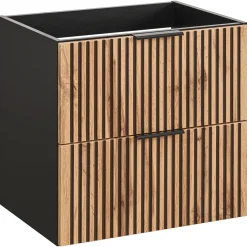 Garnero Arredamenti Mobile Bagno Sospeso-Mobile bagno sospeso 80cm cm 2 cassetti 2 vani quercia antracite Limpid