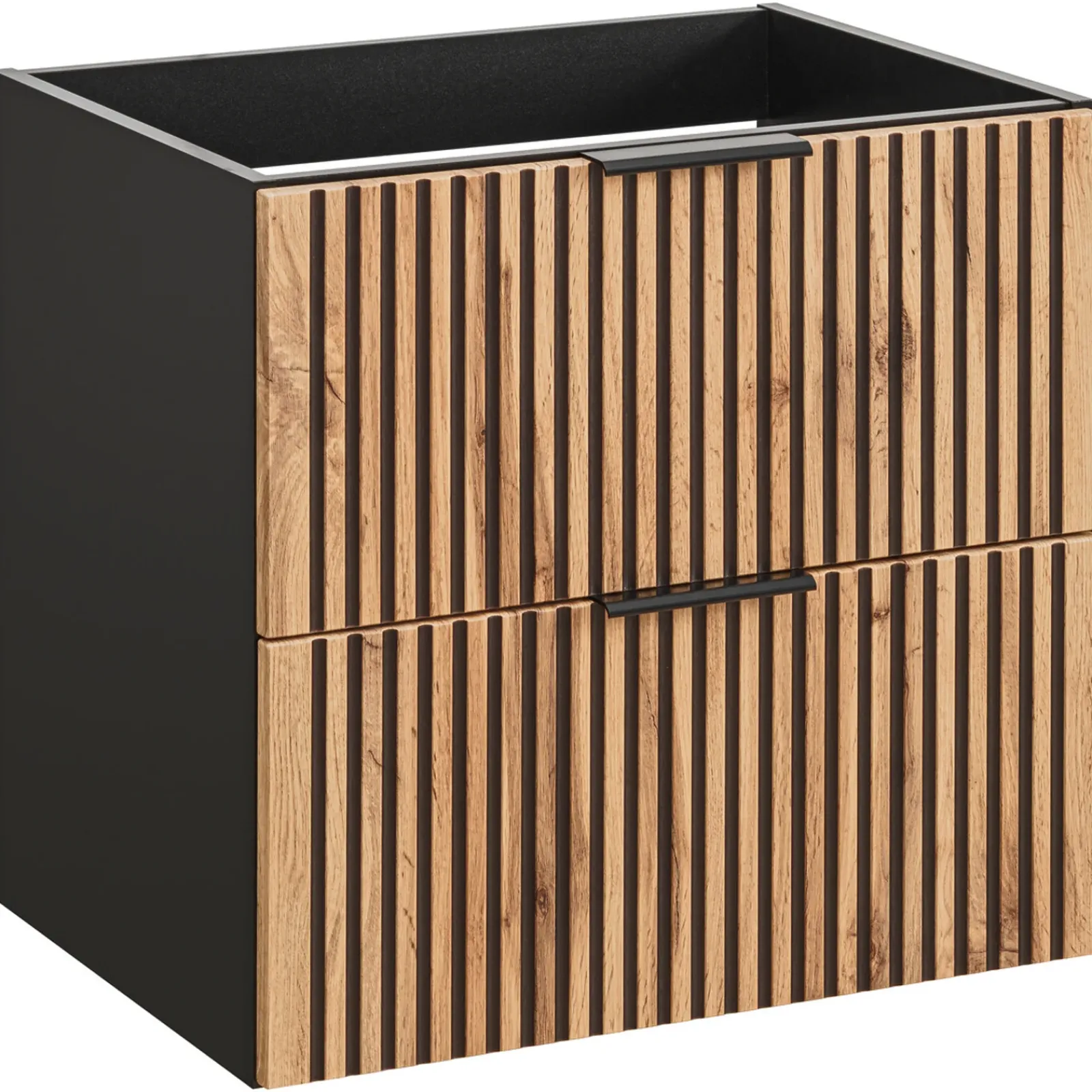 Garnero Arredamenti Mobile Bagno Sospeso-Mobile bagno sospeso 80cm cm 2 cassetti 2 vani quercia antracite Limpid