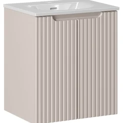 Garnero Arredamenti Mobile Bagno Sospeso-Mobile bagno sospeso 50cm cannettato con lavabo 2 ante Cleany Beige