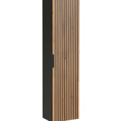 Garnero Arredamenti Mobile Bagno Sospeso-Mobile bagno sospeso 120cm cm con 2 lavabi da incasso, 2 specchi, colonna e cubotti quercia antracite Limpid