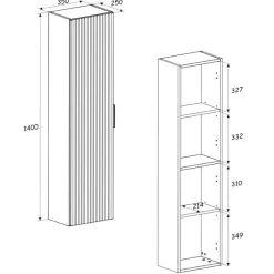 Garnero Arredamenti Mobile Bagno Sospeso-Mobile bagno sospeso 120cm cm con 2 lavabi da incasso, 2 specchi, colonna e cubotti quercia antracite Limpid