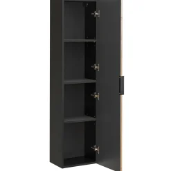 Garnero Arredamenti Mobile Bagno Sospeso-Mobile bagno sospeso 120cm cm con 2 lavabi da incasso, 2 specchi, colonna e cubotti quercia antracite Limpid