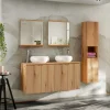 Garnero Arredamenti Mobile Bagno Sospeso-Mobile bagno sospeso 120cm con 2 lavabi e colonna rovere Rovery