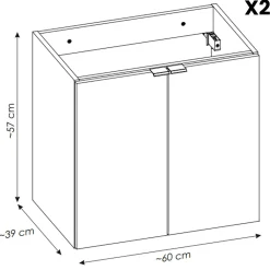 Garnero Arredamenti Mobile Bagno Sospeso-Mobile bagno sospeso 120cm con 2 lavabi e colonna rovere Rovery