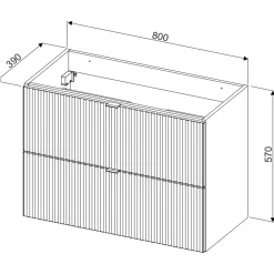 Garnero Arredamenti Mobile Bagno Sospeso-Mobile bagno sospeso 80cm cannettato 2 cassetti verde salvia rovere Greeny