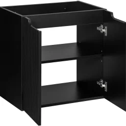 Garnero Arredamenti Mobile Bagno Sospeso-Mobile bagno sospeso 60cm cannettato con lavabo 2 ante Cleany Nero