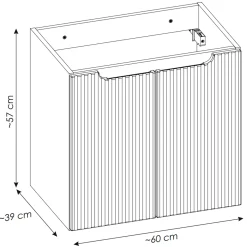 Garnero Arredamenti Mobile Bagno Sospeso-Mobile bagno sospeso 60cm cannettato con lavabo 2 ante Cleany Nero