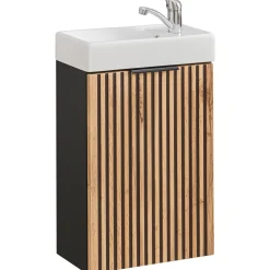 Garnero Arredamenti Mobile Bagno Sospeso-Mobile bagno sospeso 40cm cm con lavabo quercia antracite Limpid