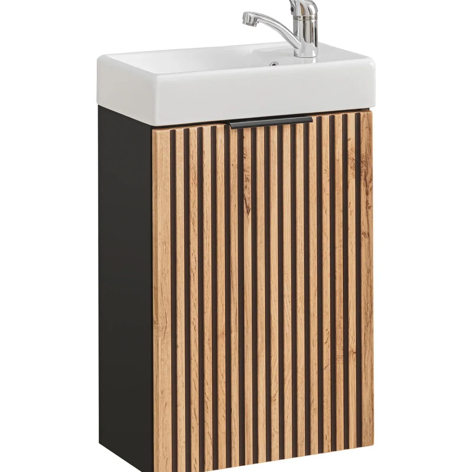 Garnero Arredamenti Mobile Bagno Sospeso-Mobile bagno sospeso 40cm cm con lavabo quercia antracite Limpid
