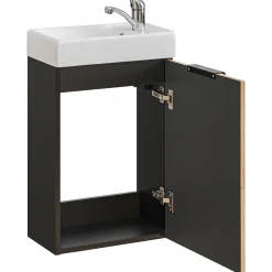 Garnero Arredamenti Mobile Bagno Sospeso-Mobile bagno sospeso 40cm cm con lavabo quercia antracite Limpid