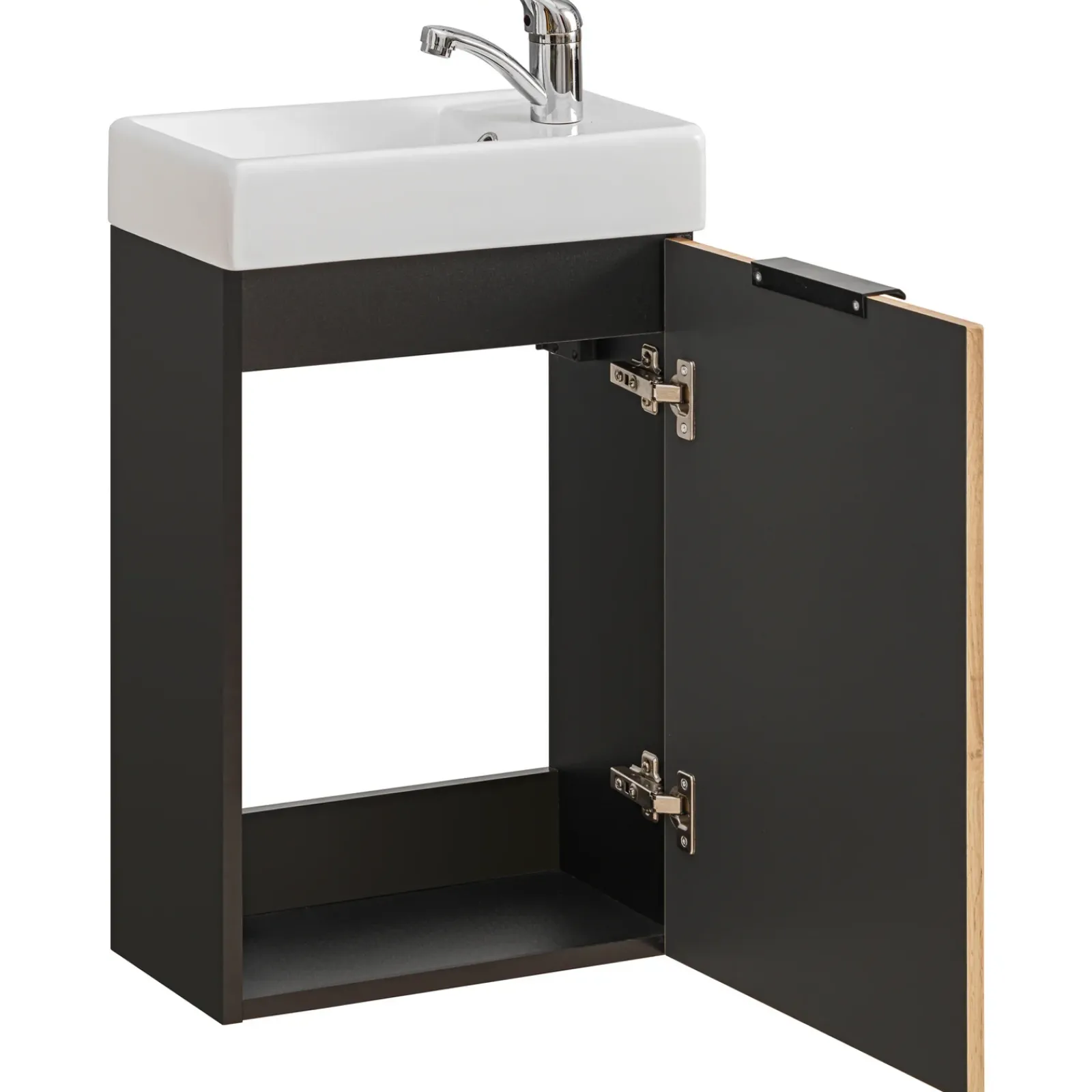 Garnero Arredamenti Mobile Bagno Sospeso-Mobile bagno sospeso 40cm cm con lavabo quercia antracite Limpid