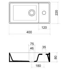 Garnero Arredamenti Mobile Bagno Sospeso-Mobile bagno sospeso 40cm cm con lavabo quercia antracite Limpid
