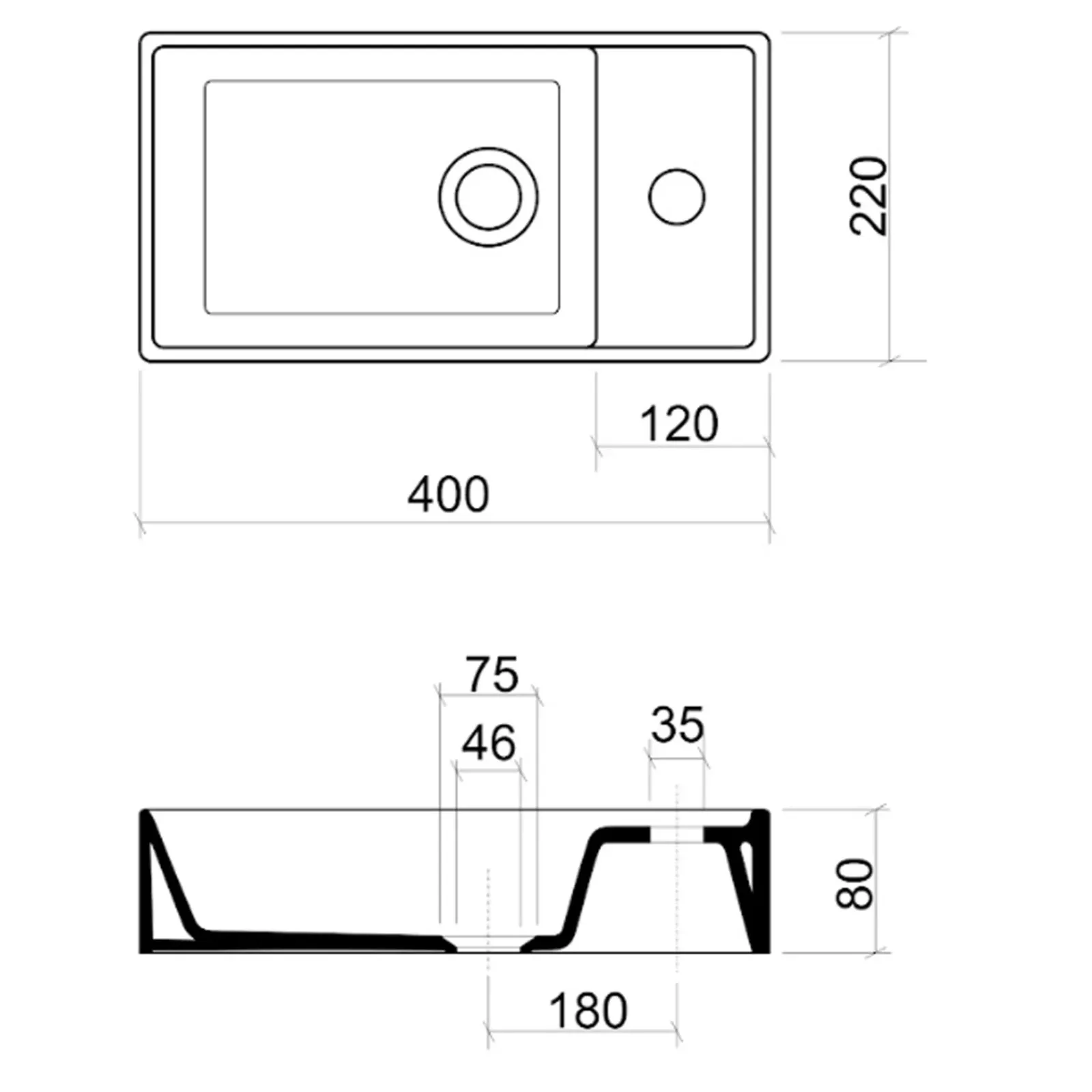 Garnero Arredamenti Mobile Bagno Sospeso-Mobile bagno sospeso 40cm cm con lavabo quercia antracite Limpid