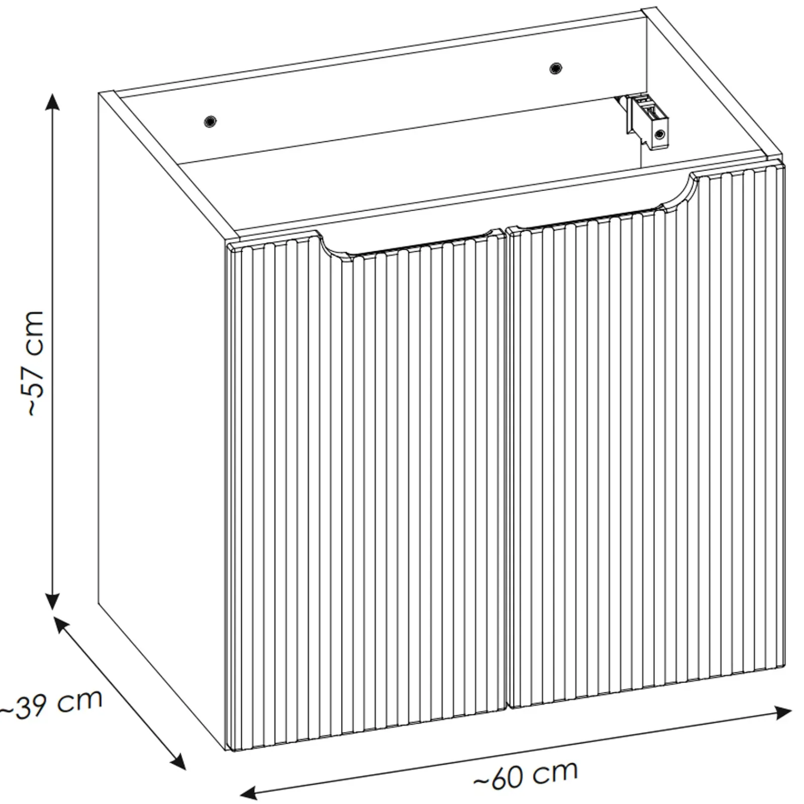 Garnero Arredamenti Mobile Bagno Sospeso-Mobile bagno sospeso 60cm cannettato con lavabo 2 ante Cleany Beige