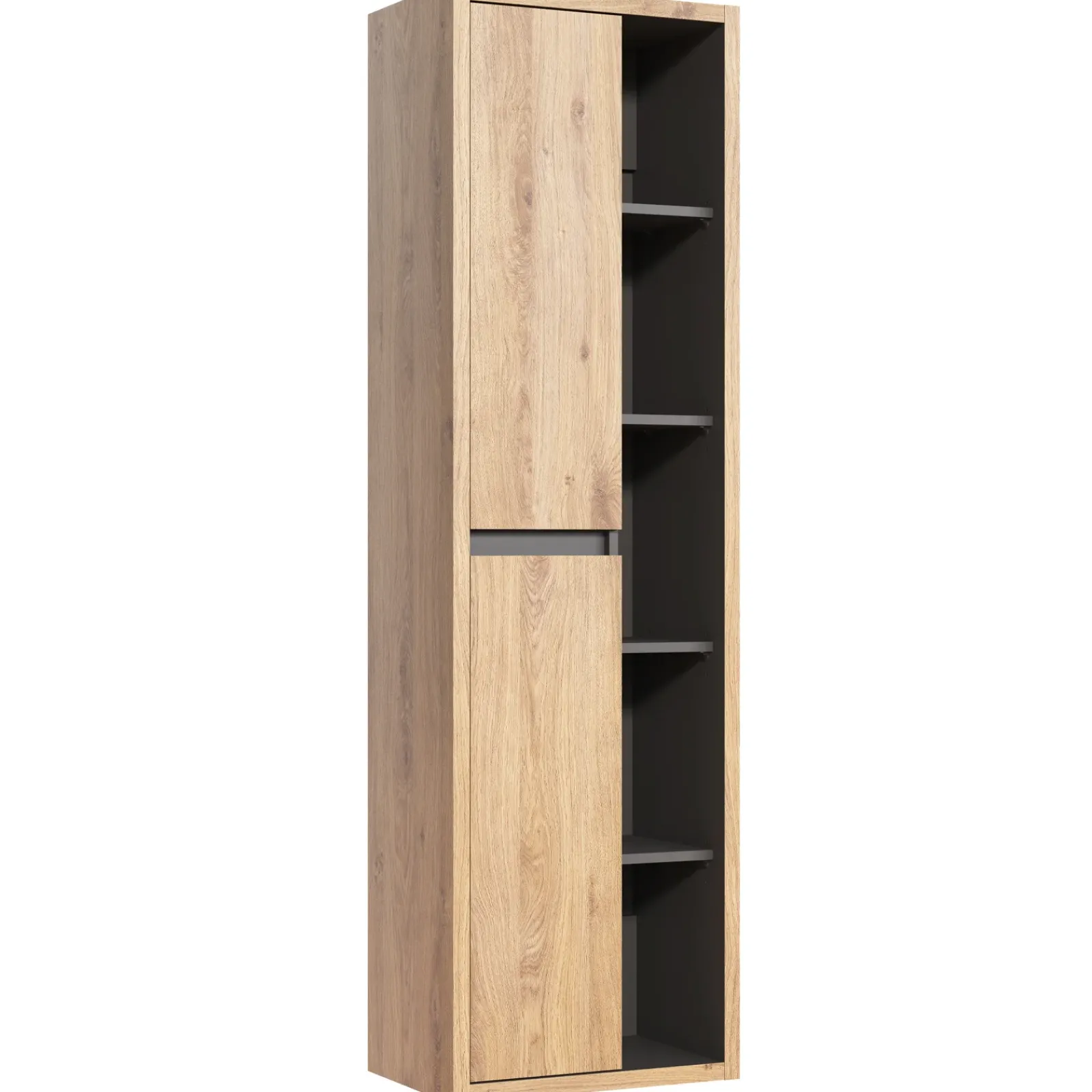 Garnero Arredamenti Mobile Bagno Sospeso-Mobile bagno sospeso 100cm con lavabo, mobile specchio e colonna rovere antracite Veny