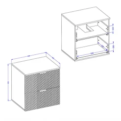 Garnero Arredamenti Mobile Bagno Sospeso-Mobile bagno sospeso 61cm con colonna bianco frontali decorati Konny Bianco Lucido - Bianco opaco